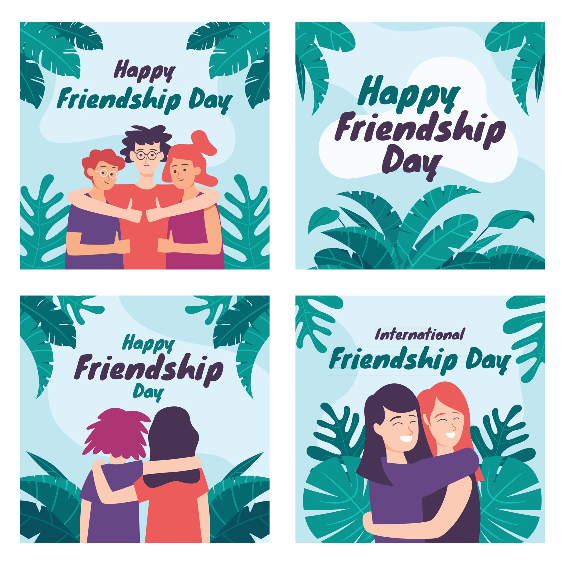 International Friendship Day Card Set 2850233 Vector Art At Vecteezy