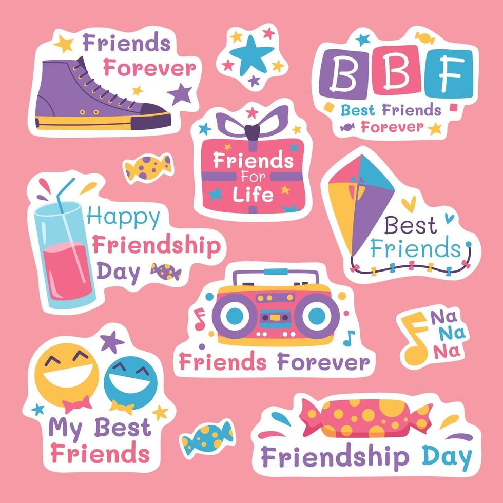 Happy Friendship Day Sticker Set vector