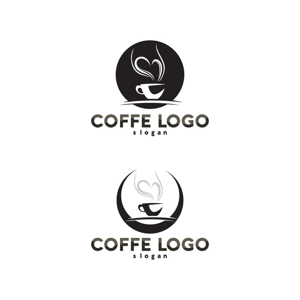 diseño de icono de vector de plantilla de logotipo de taza de café y café negro