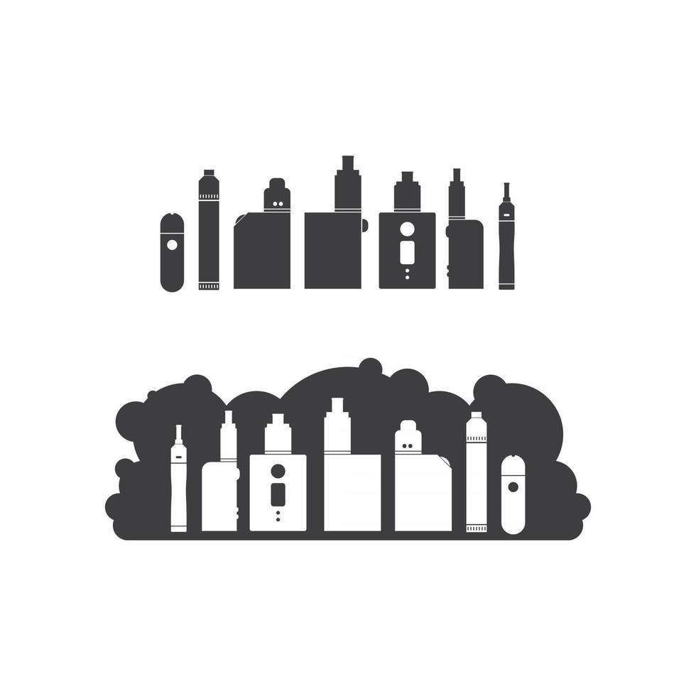 vape y vapor logo icono vector de humo y escenografía para vapers dispositivo de vapeo y estilo de vida fumar moderno