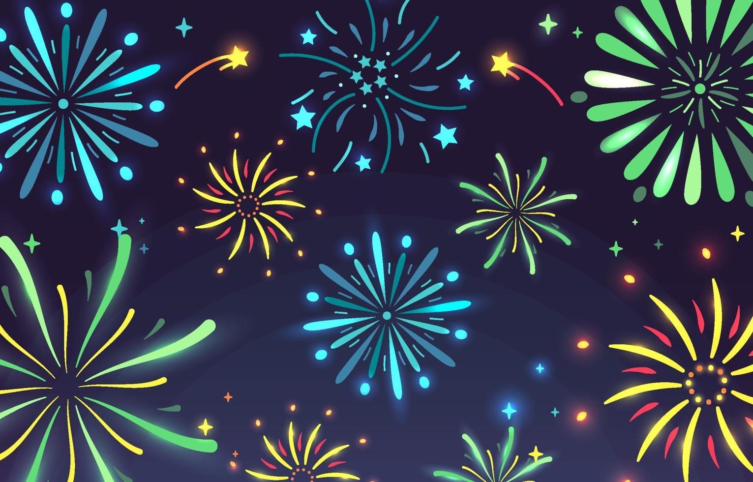 Flat Firework Background vector