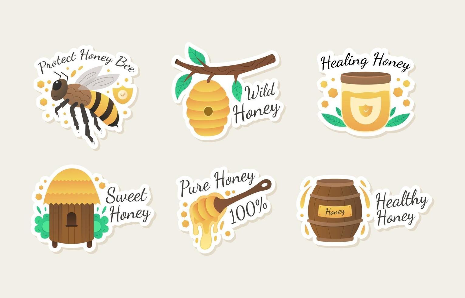 Honey Bee Protection Activism Sticker Set vector