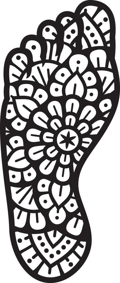 Mandala Foot Black White vector