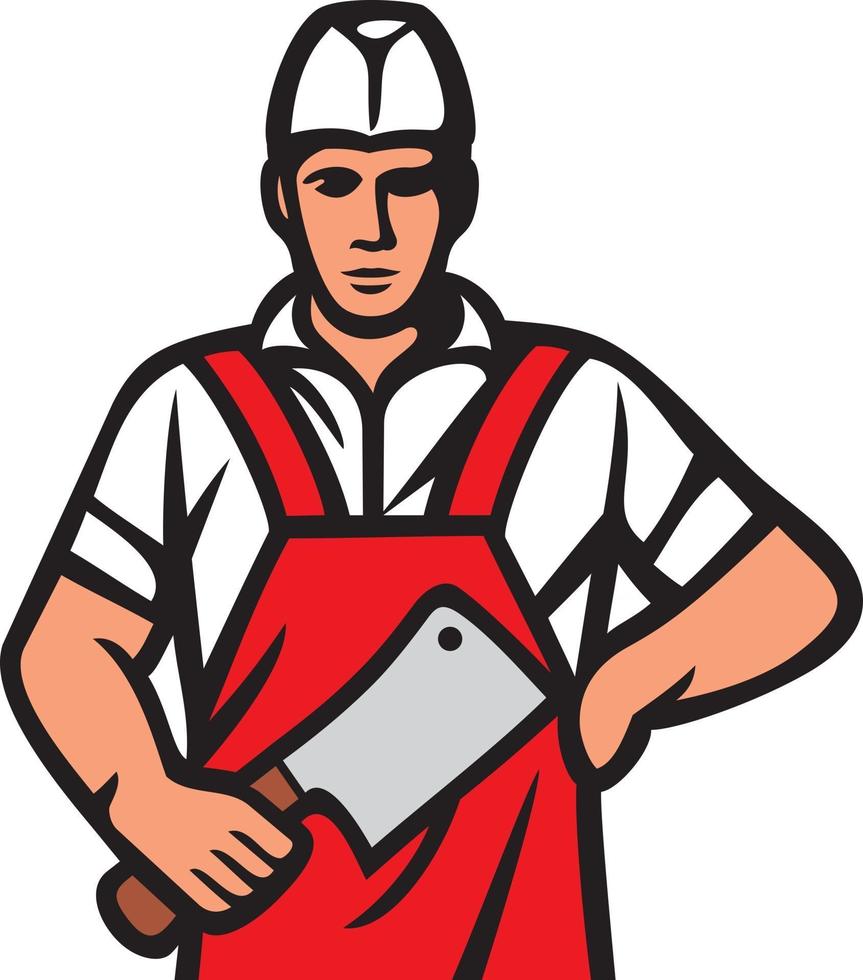 Butcher With Red Apron vector