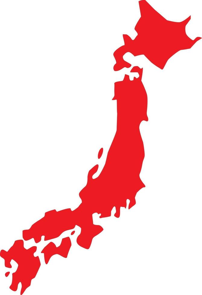 mapa rojo de japón vector