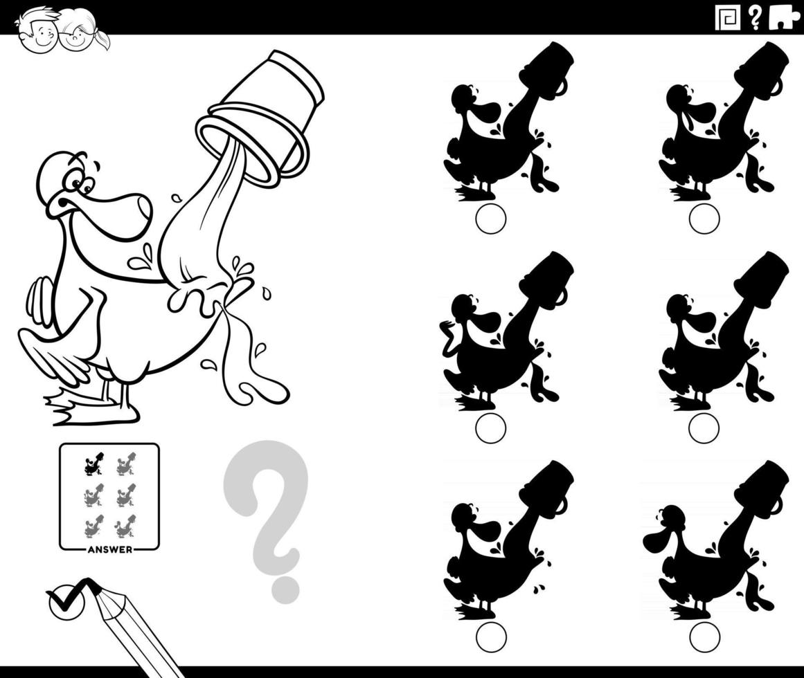 shadows game with water off a ducks back coloring book page vector