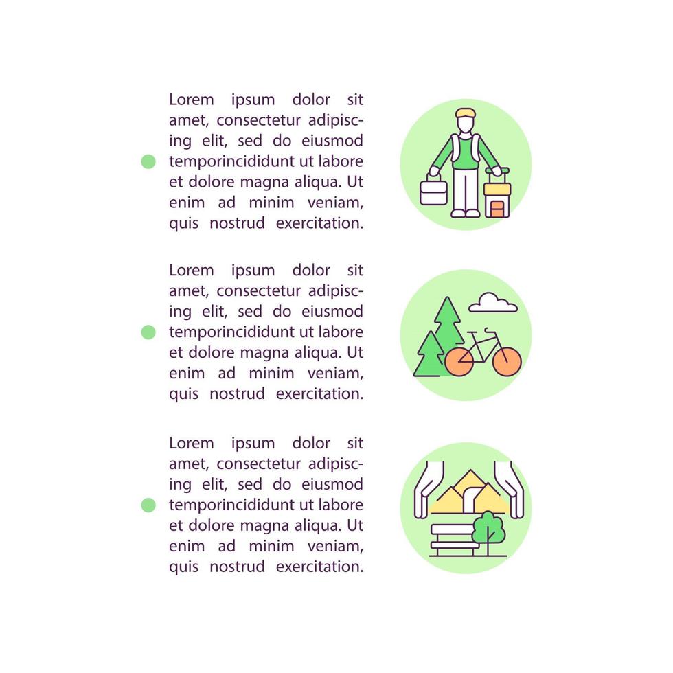 Tourism development concept line icons with text. PPT page vector template with copy space. Brochure, magazine, newsletter design element. Rural community linear illustrations on white
