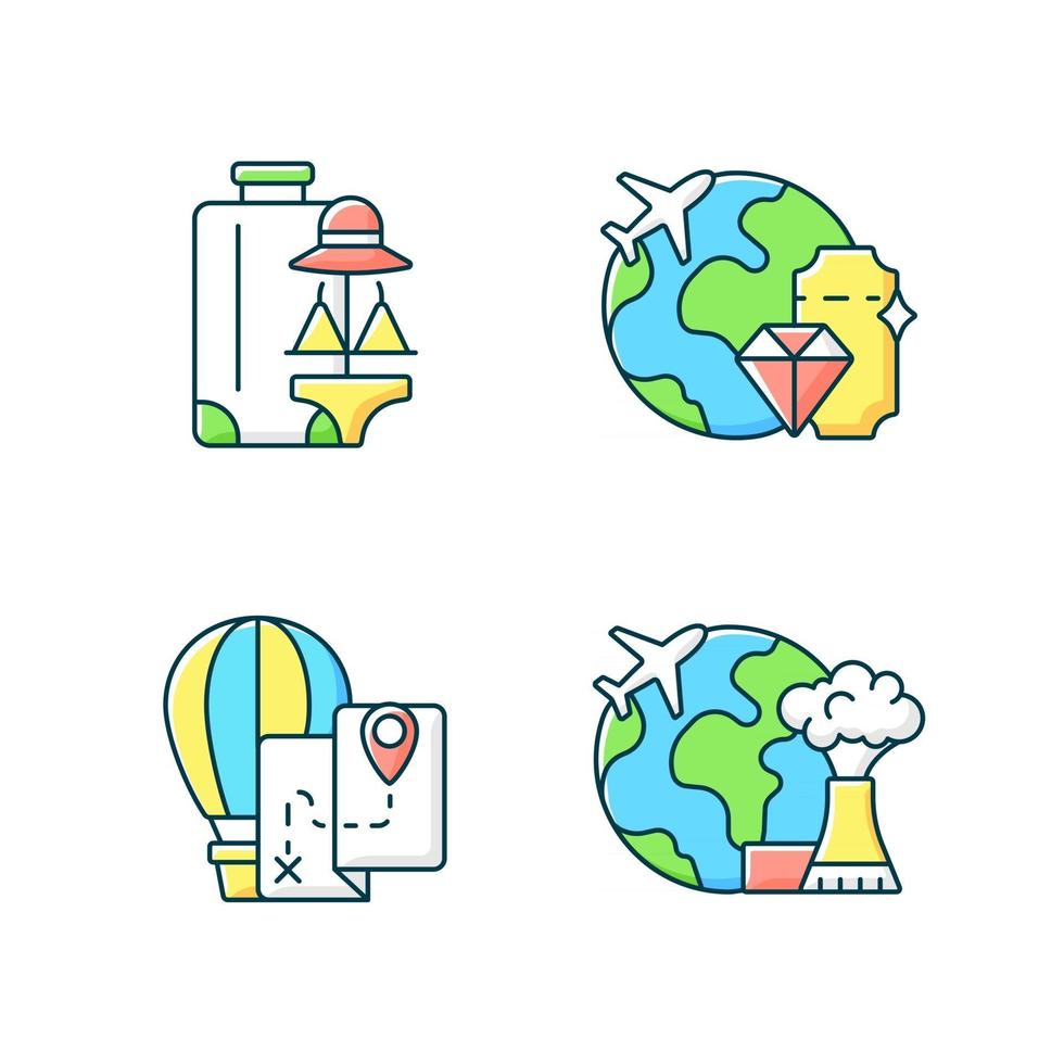 Conjunto de iconos de colores rgb de viajes internacionales. Todo viaje de  despedida de soltera. vacaciones