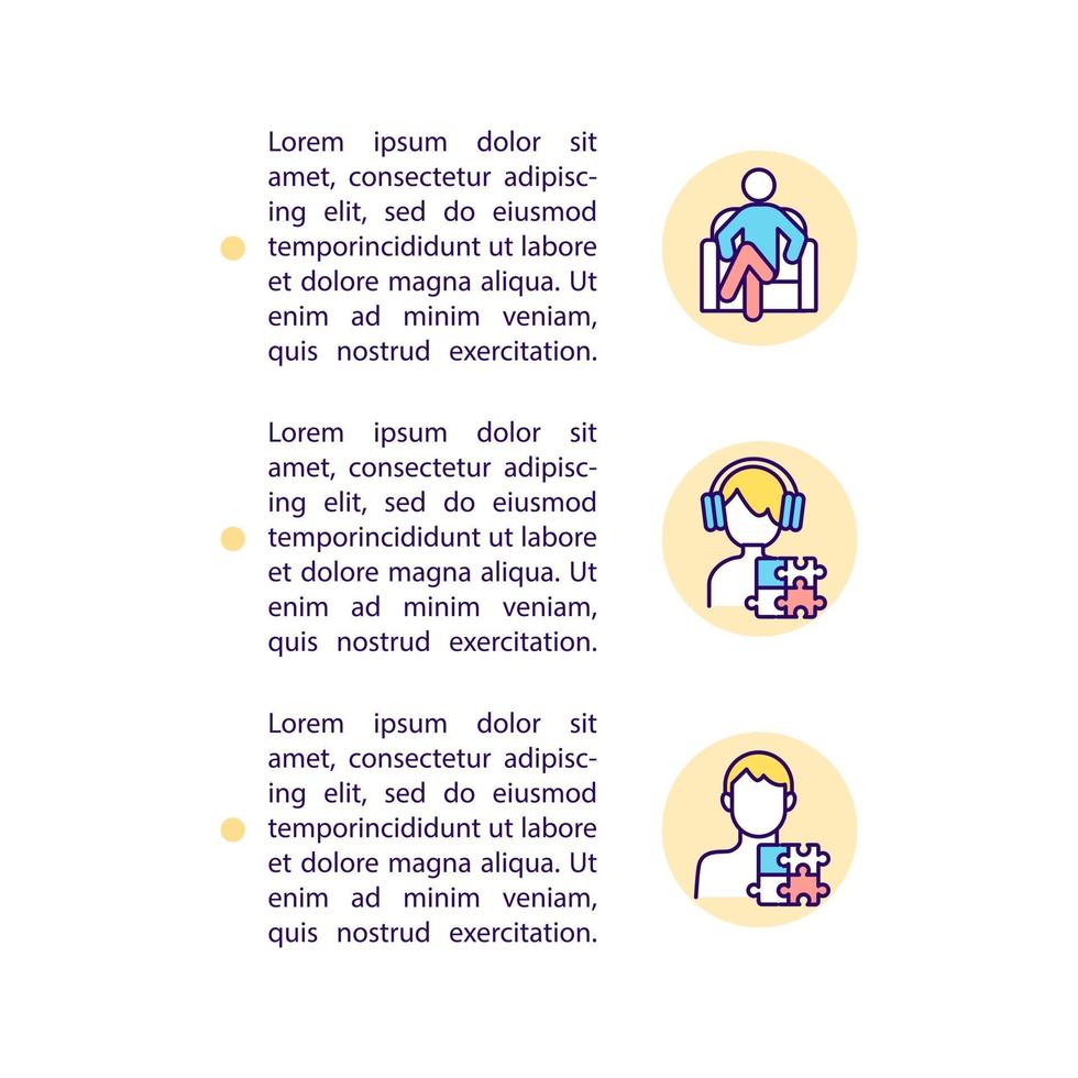 diagnóstico de asd en adolescentes y adultos iconos de línea de concepto con texto. plantilla de vector de página ppt con espacio de copia. folleto, revista, elemento de diseño de boletín. trastorno lineal ilustraciones en blanco