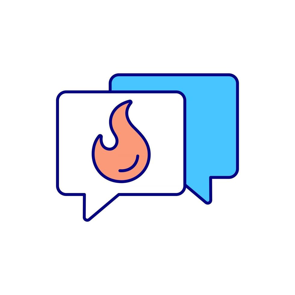 Hot topics in social media RGB color icon. Creating hype. Talking points. Isolated vector illustration. Heated debate. Exciting user experience. Trending news simple filled line drawing