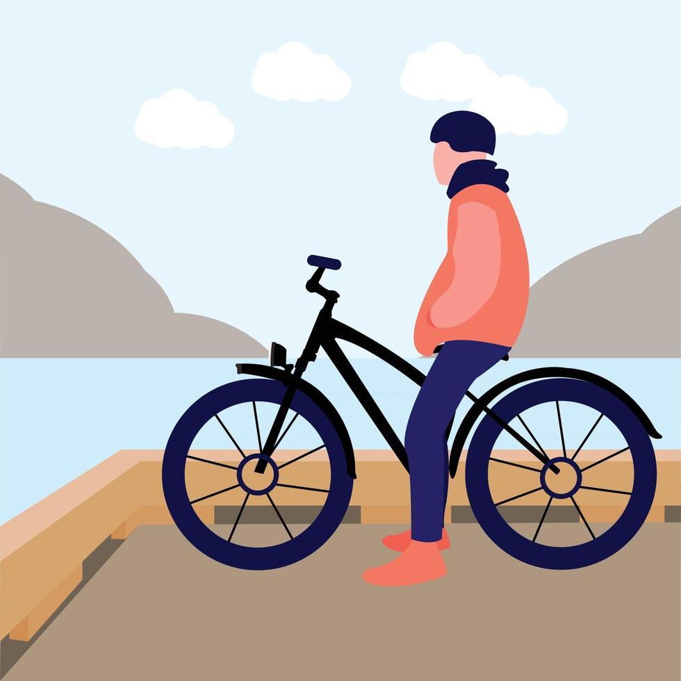 sport biker man in the beach vector