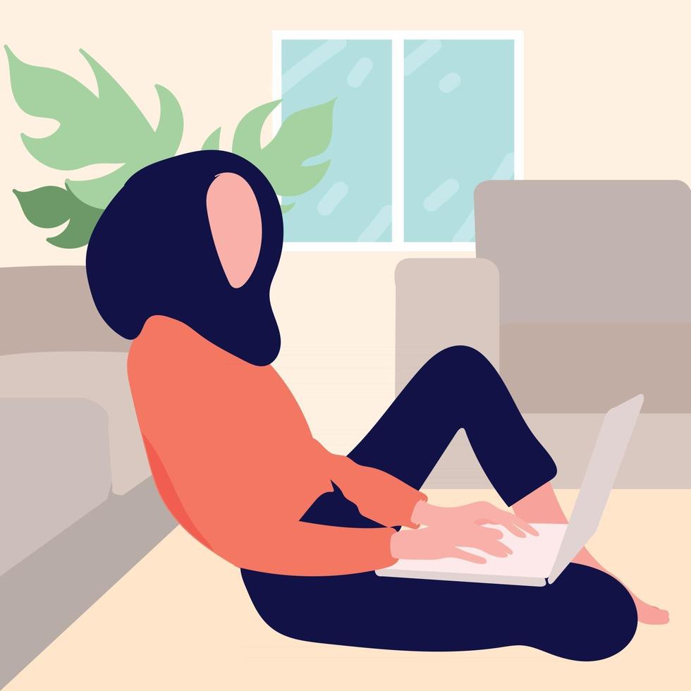 girl study in the floor vector