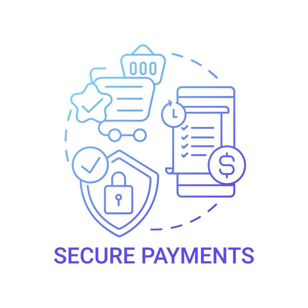 Secure payments concept icon. Global marketplaces service abstract idea thin line illustration. Safe buying and selling products. Credit card details protection. Vector isolated outline color drawing