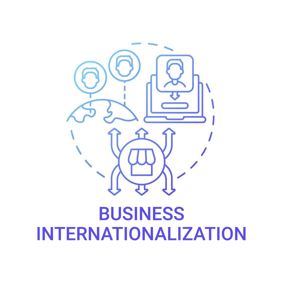 Business internationalization concept icon. Marketplace benefit abstract idea thin line illustration. Opportunity for e-commerce. Company image improvement. Vector isolated outline color drawing