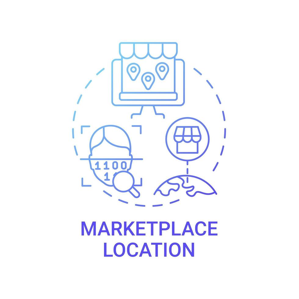 Marketplace location concept icon. Ecommerce site country abstract idea thin line illustration. Targeting foreign customers. Shipping services to all countries. Vector isolated outline color drawing