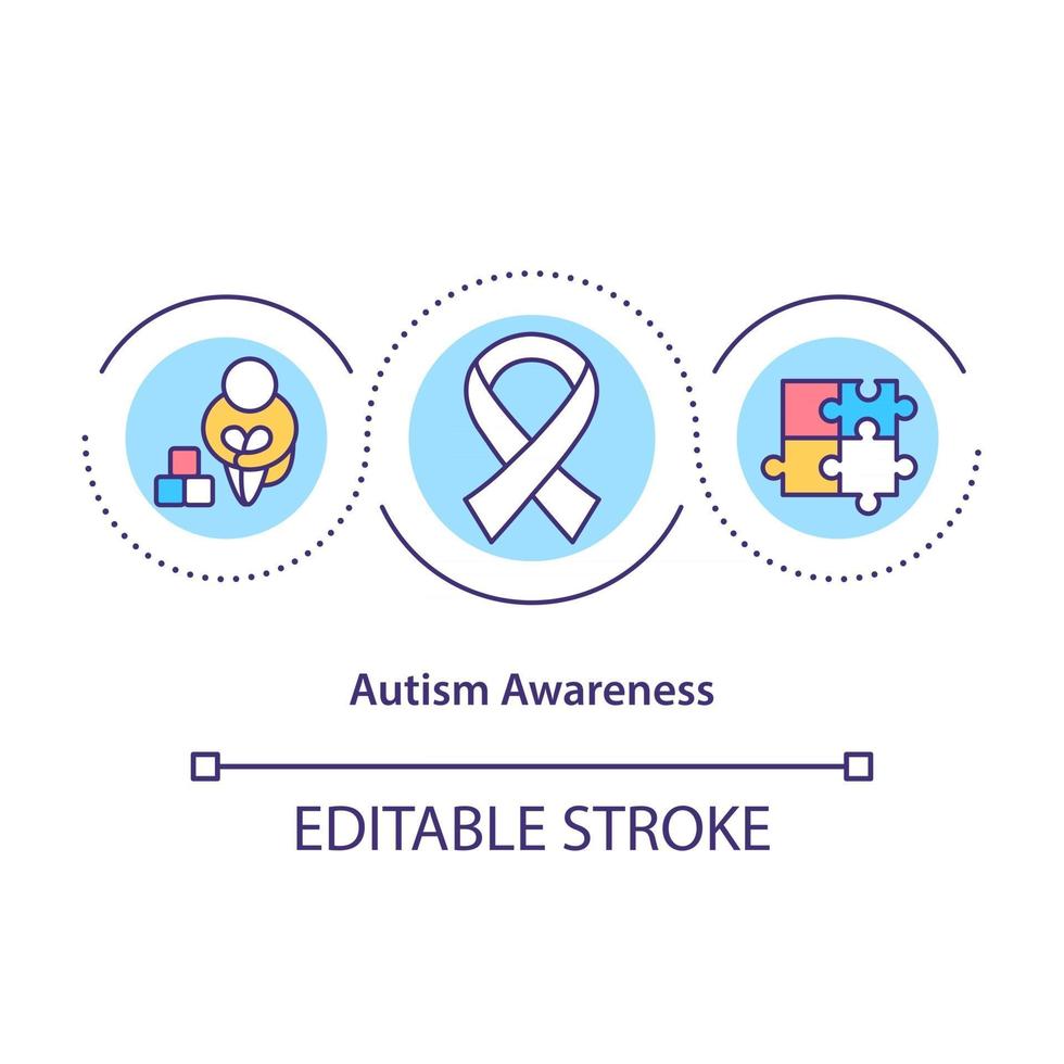 Autism awareness concept icon. Helping people with special disabilities. Mental disorder abstract idea thin line illustration. Vector isolated outline color drawing. Editable stroke