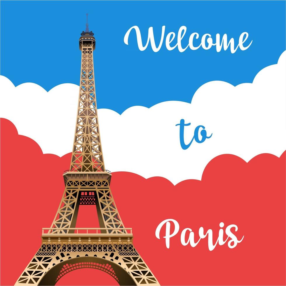 bienvenido a París. cartel, volante, folleto de viaje. ilustración vectorial vector