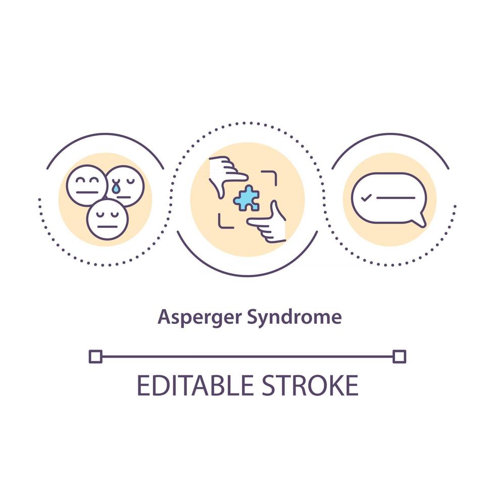 Asperger syndrome concept icon. Health disorder. Problems in social interaction. Bad communication skills abstract idea thin line illustration. Vector isolated outline color drawing. Editable stroke