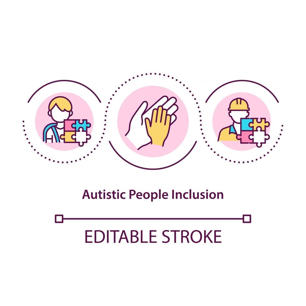 Autistic people inclusion concept icon. Communicational problems. Social interaction issues abstract idea thin line illustration. Vector isolated outline color drawing. Editable stroke
