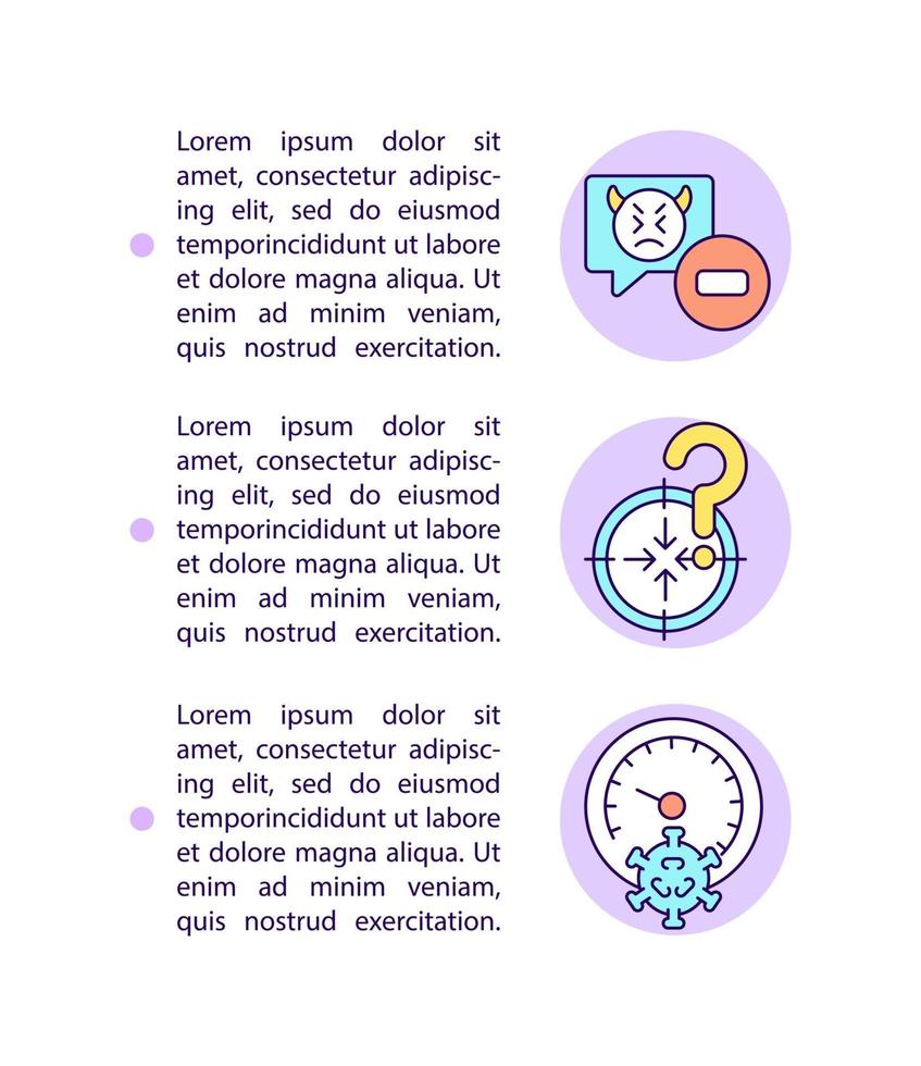 Low virality concept line icons with text. PPT page vector template with copy space. Brochure, magazine, newsletter design element. Popular media creation linear illustrations on white