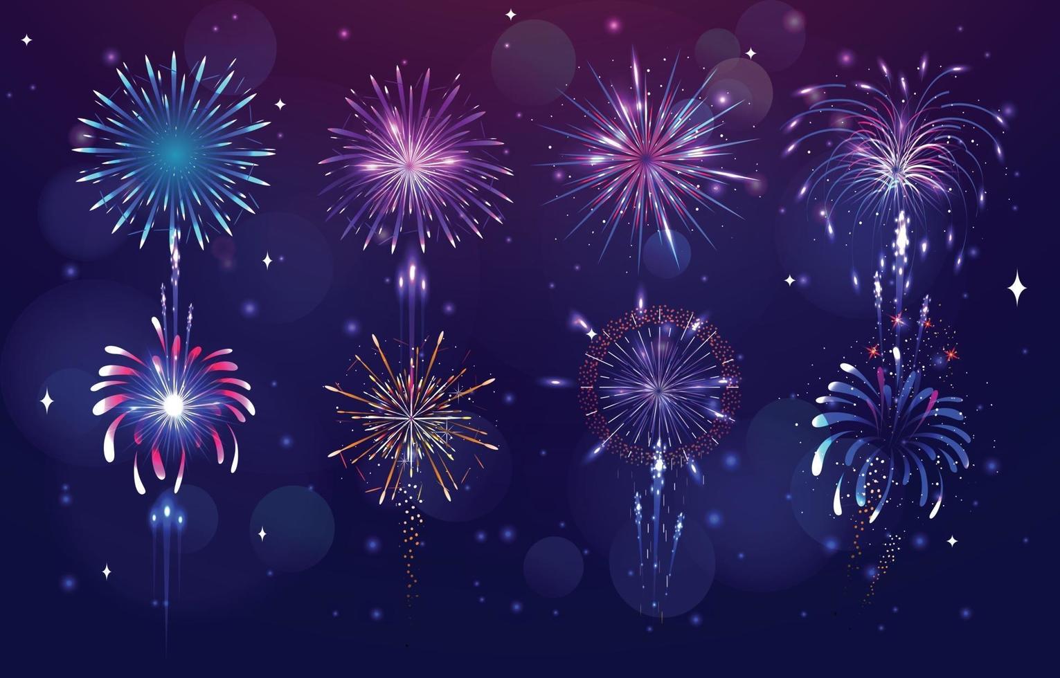 Awesome Fireworks Shape with Blue Background vector