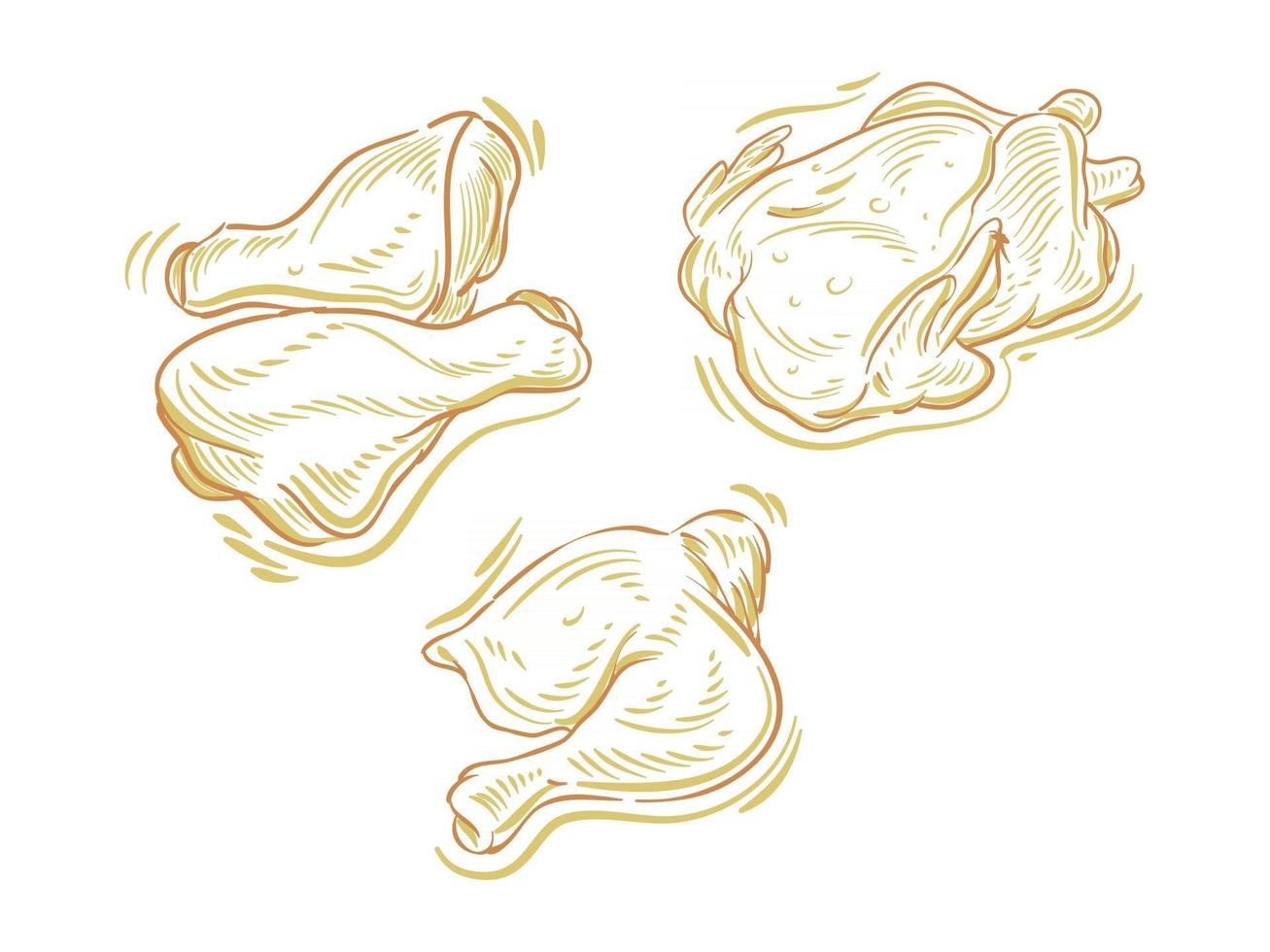 Establecer ilustración plana de carne de pollo para elementos de marca y logotipo vector