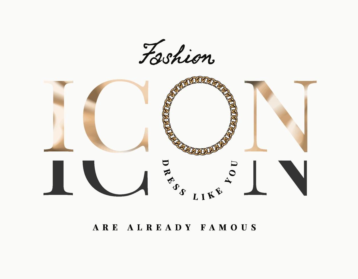 fashion icon slogan foil print style with circle gold lace illustration vector