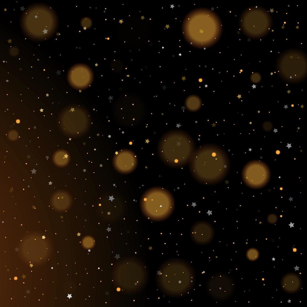 Gold bokeh shiny glittering golden and silver stars vector