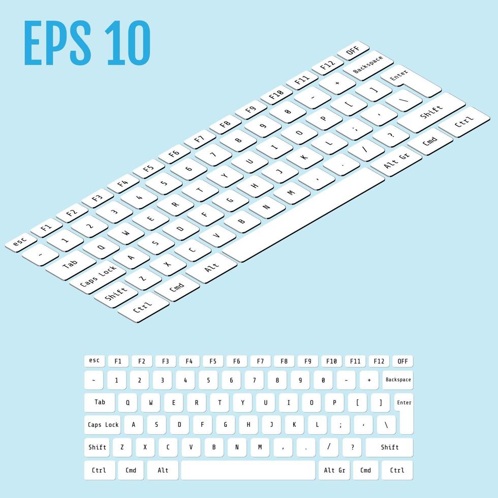 Realistic isometry of modern keyboard Vector illustration