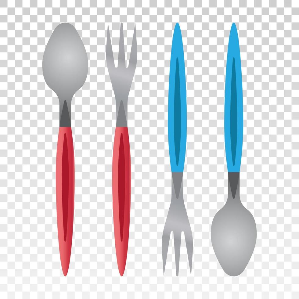 two pairs of spoons and forks on a transparent background vector