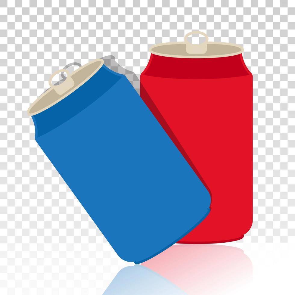 Aluminum cans or soda cans flat icon on a transparent background vector