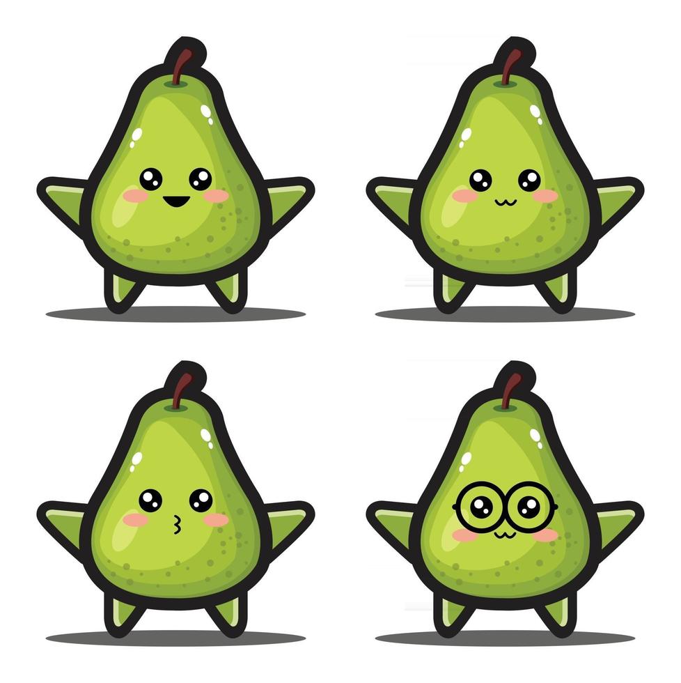 Cute cartoon avocado fruit kawaii design premium vector