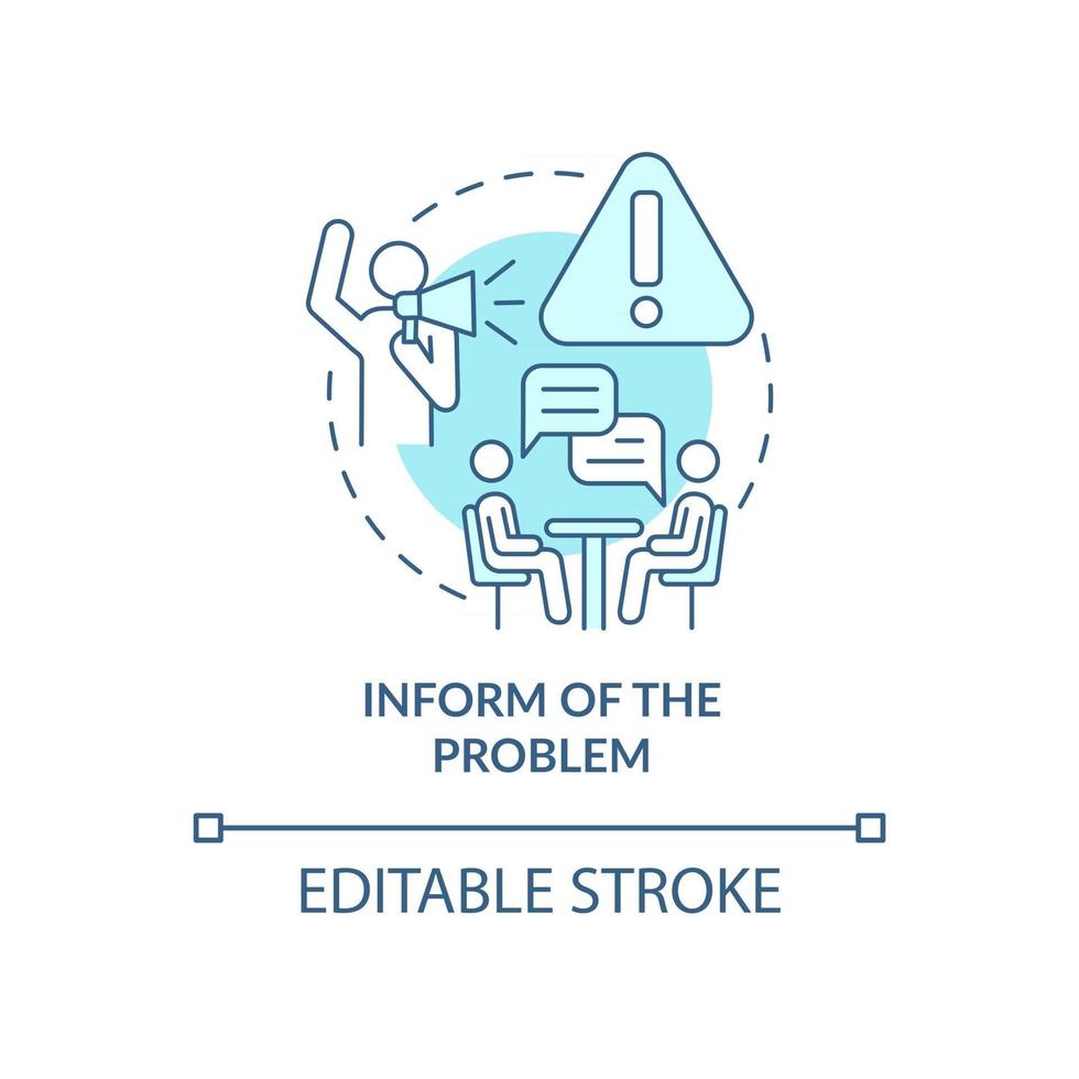 Informing about problem concept icon. Racism at work abstract idea thin line illustration. Taking appropriate action against racial bullying. Vector isolated outline color drawing. Editable stroke