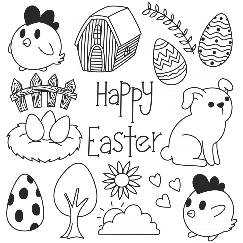 felices pascuas blanco y negro garabatos, lindo, dibujos, arte vector