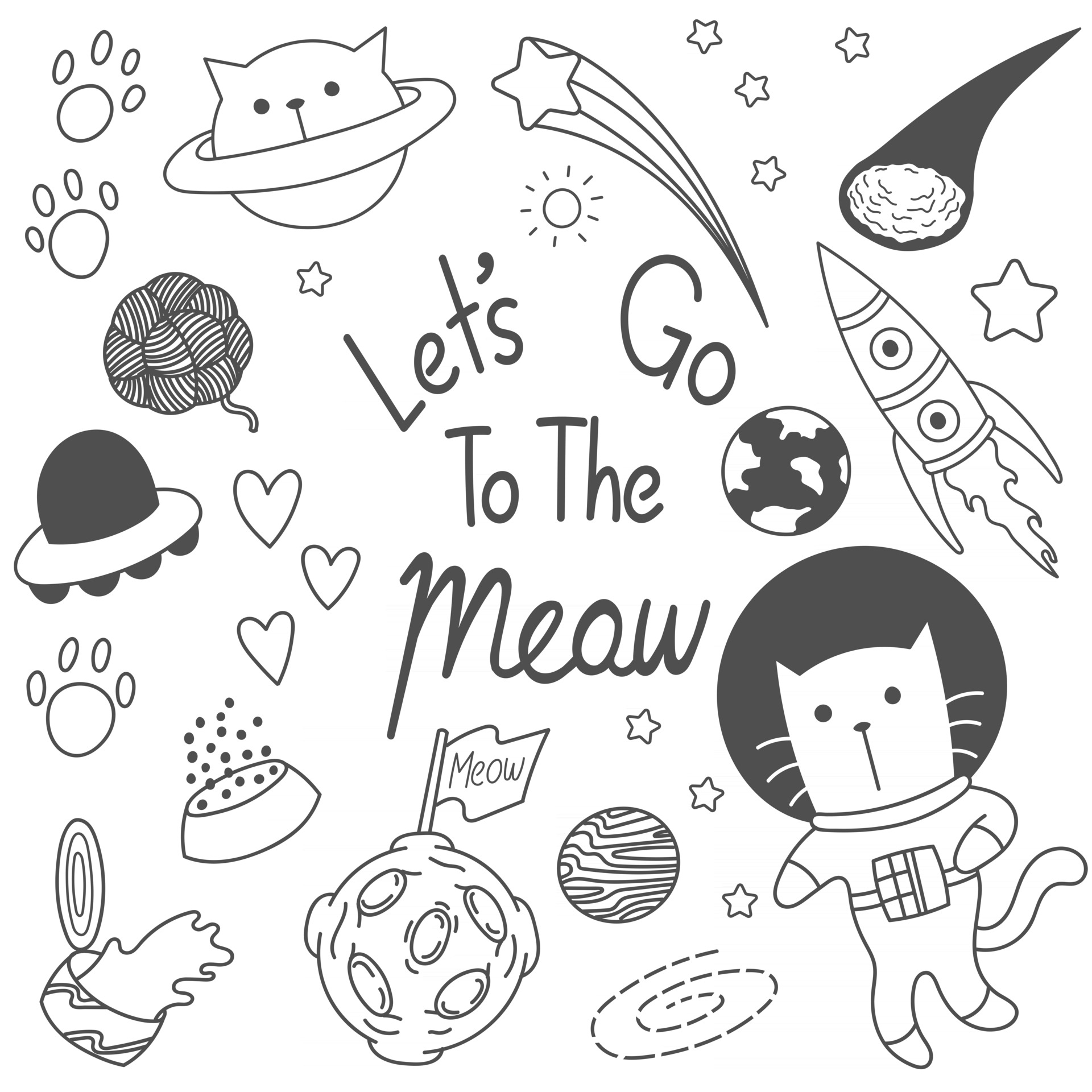 Set of cute astronaut cat, print 2851762 Vector Art at Vecteezy