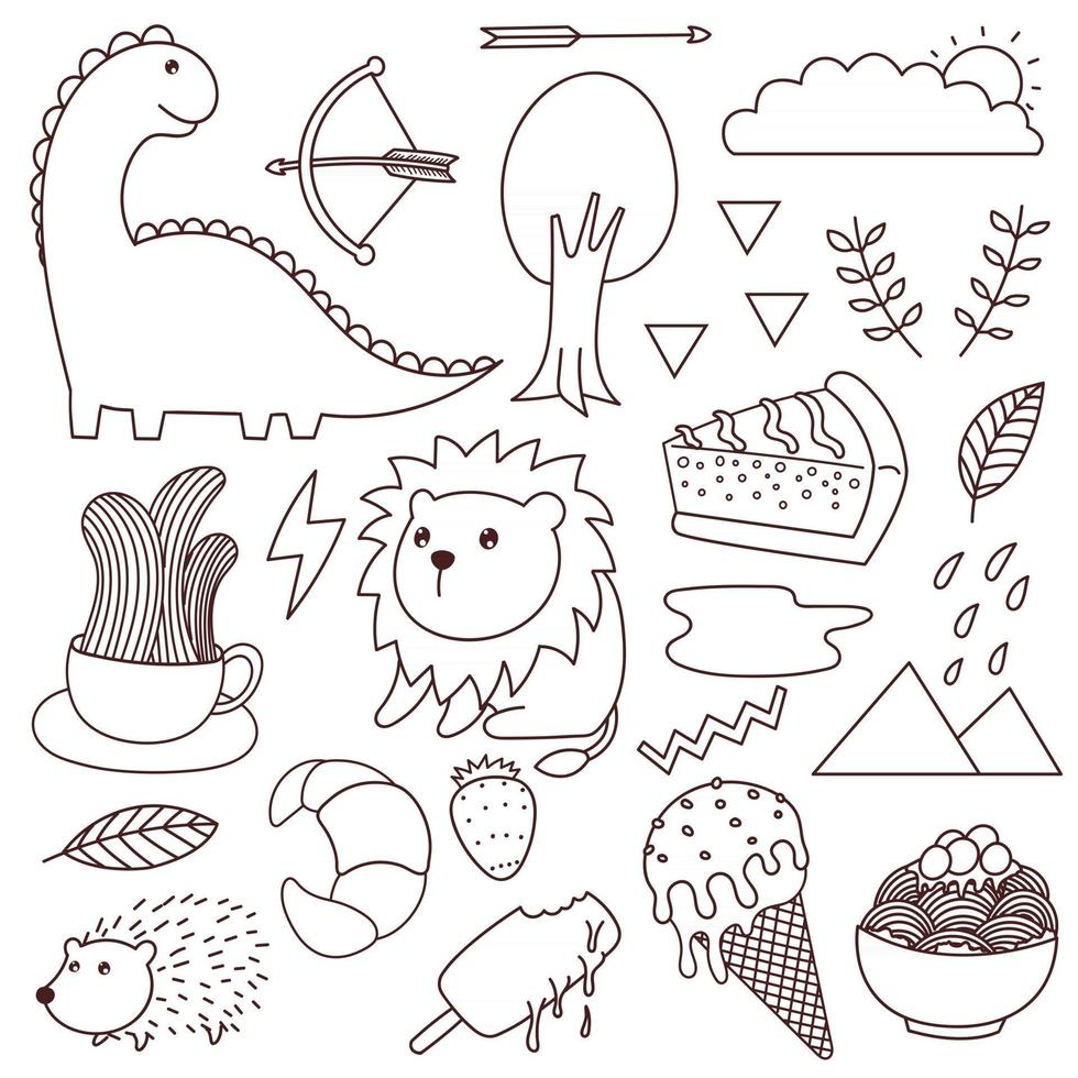 Set of various cartoons all in one. doodles, patch, cute, child, childish, print, art vector
