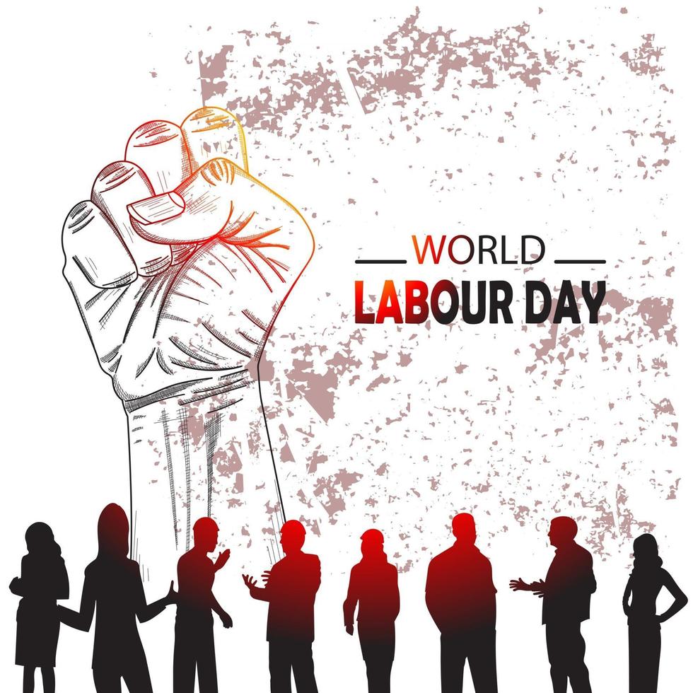 Hand drawn or sketch World Labour day 1 May vector