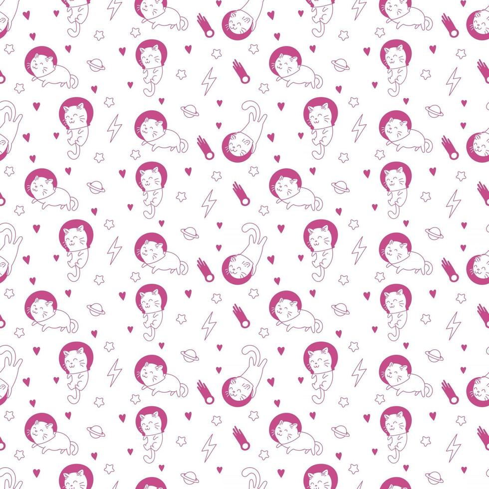 Cute cat astronaut wallpaper vector