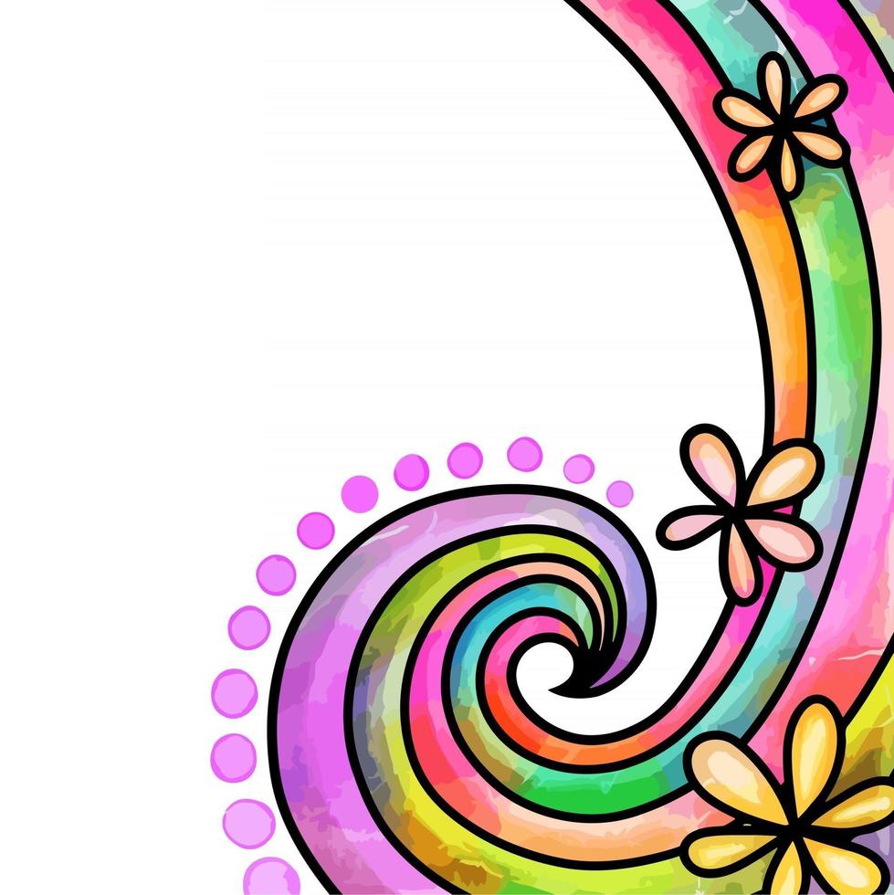 Watercolor Daisy Swirl Border vector