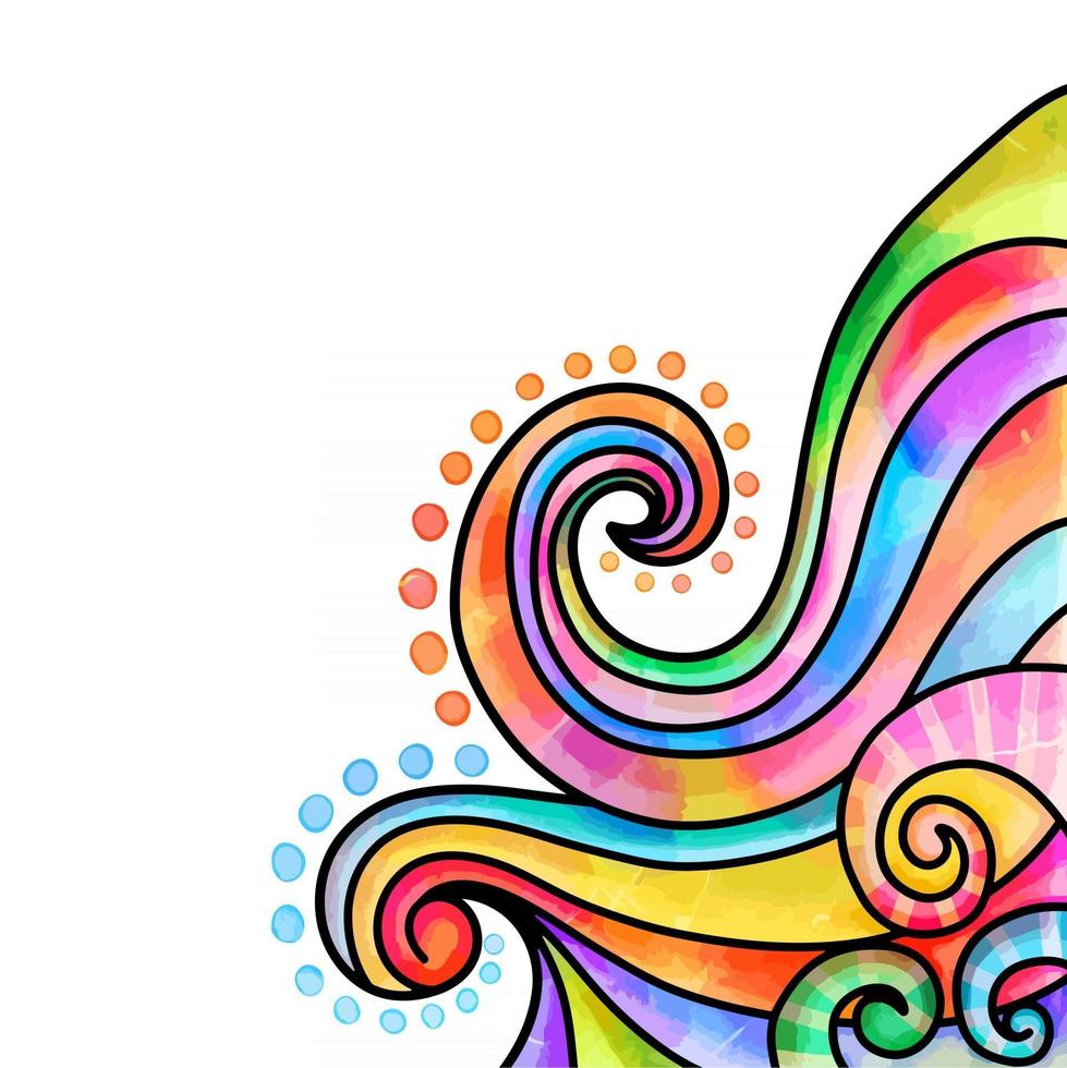 Watercolor Sixties Swirl Border vector