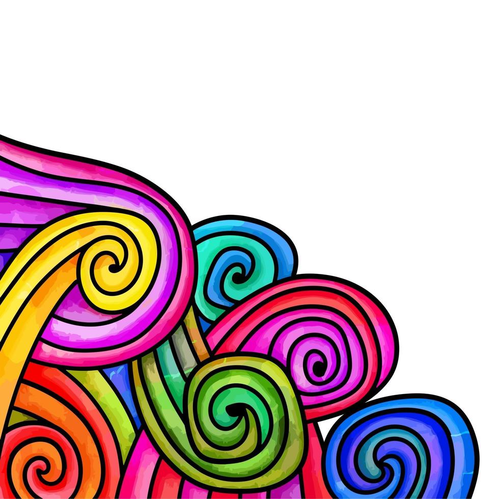 Watercolor Rainbow Swirl Page Border vector