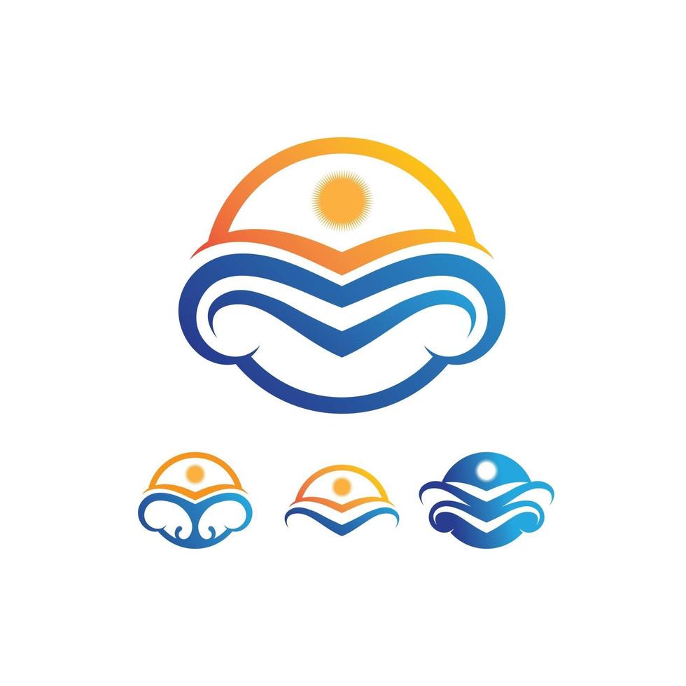 Water wave icon vector and design ocean beach logo business and nature abstract