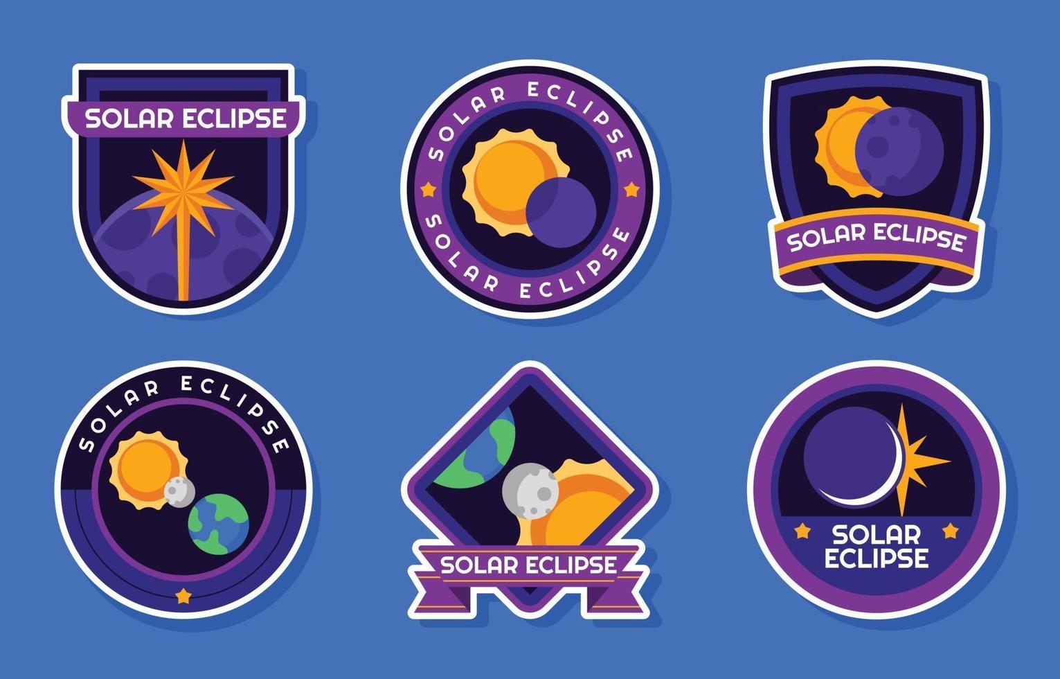 The Phenomenon of Solar Eclipse Badges vector
