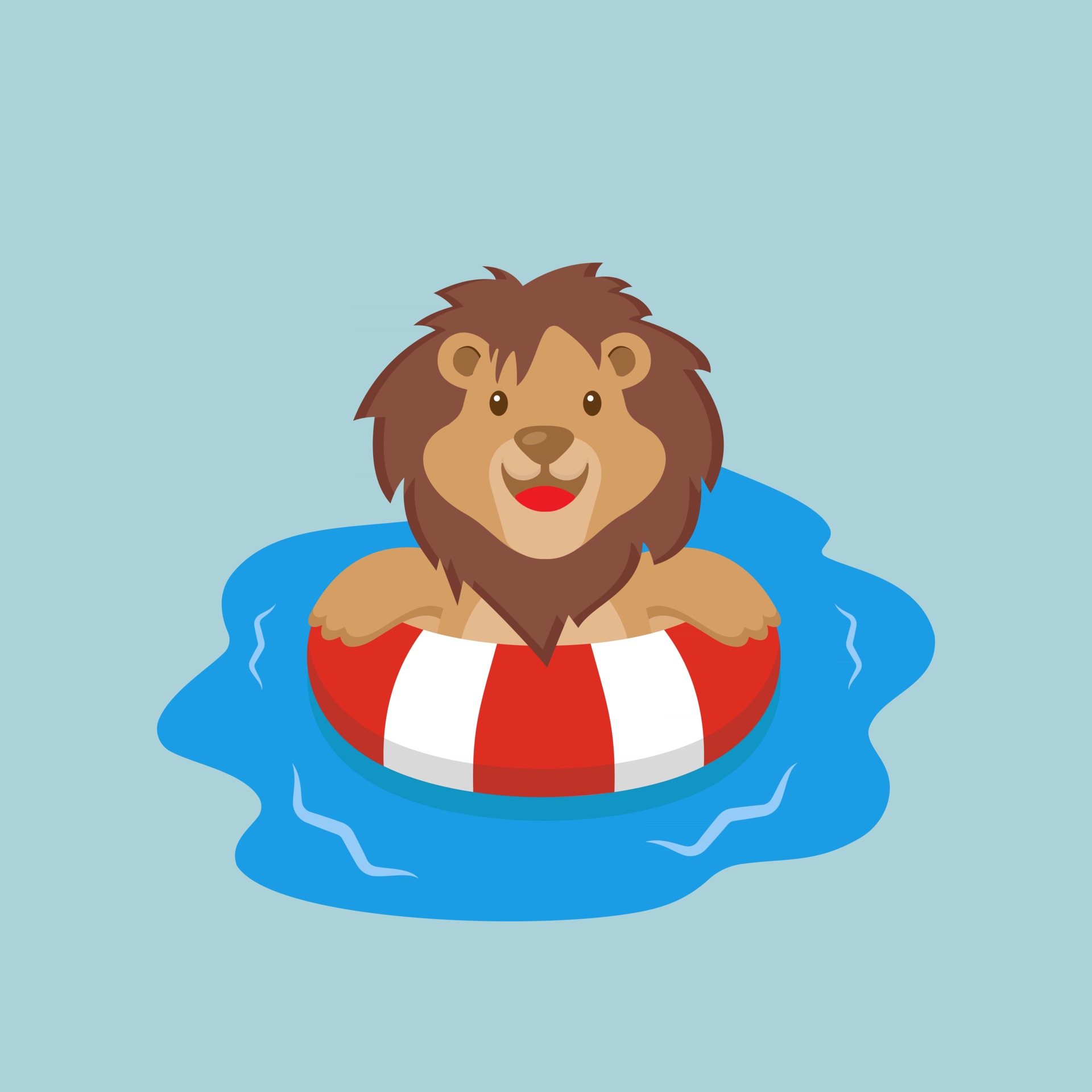 Cute Lion Swimming Summer Cartoon 2852186 Vector Art at Vecteezy