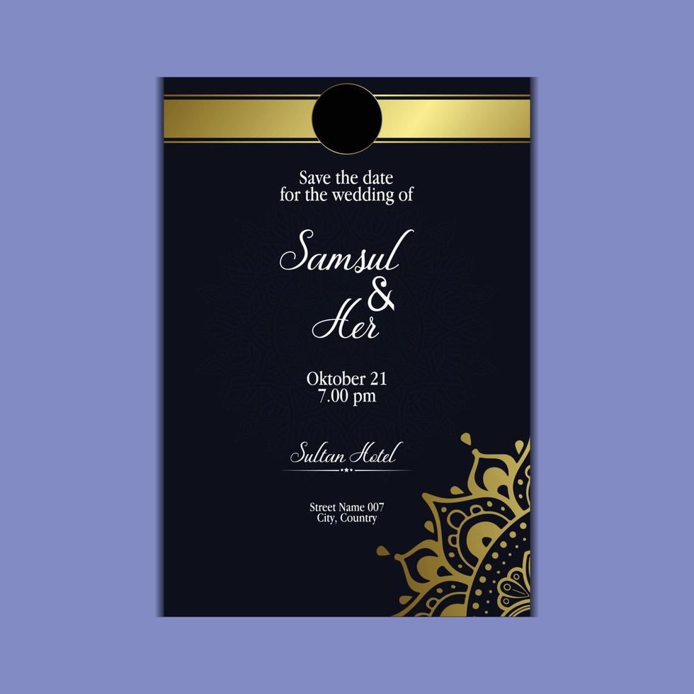 Luxury gold mandala ornate background for wedding invitation, book cover with mandala element style premium vector