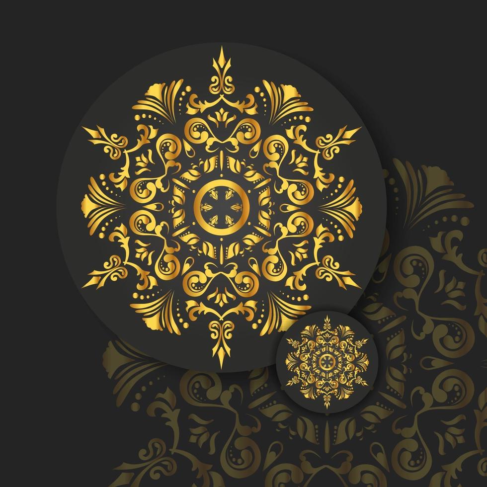 Mandala de oro abstracto sobre fondo blanco aislado. vector mandala en oro y fondo negro. mandala de lujo ornamental.