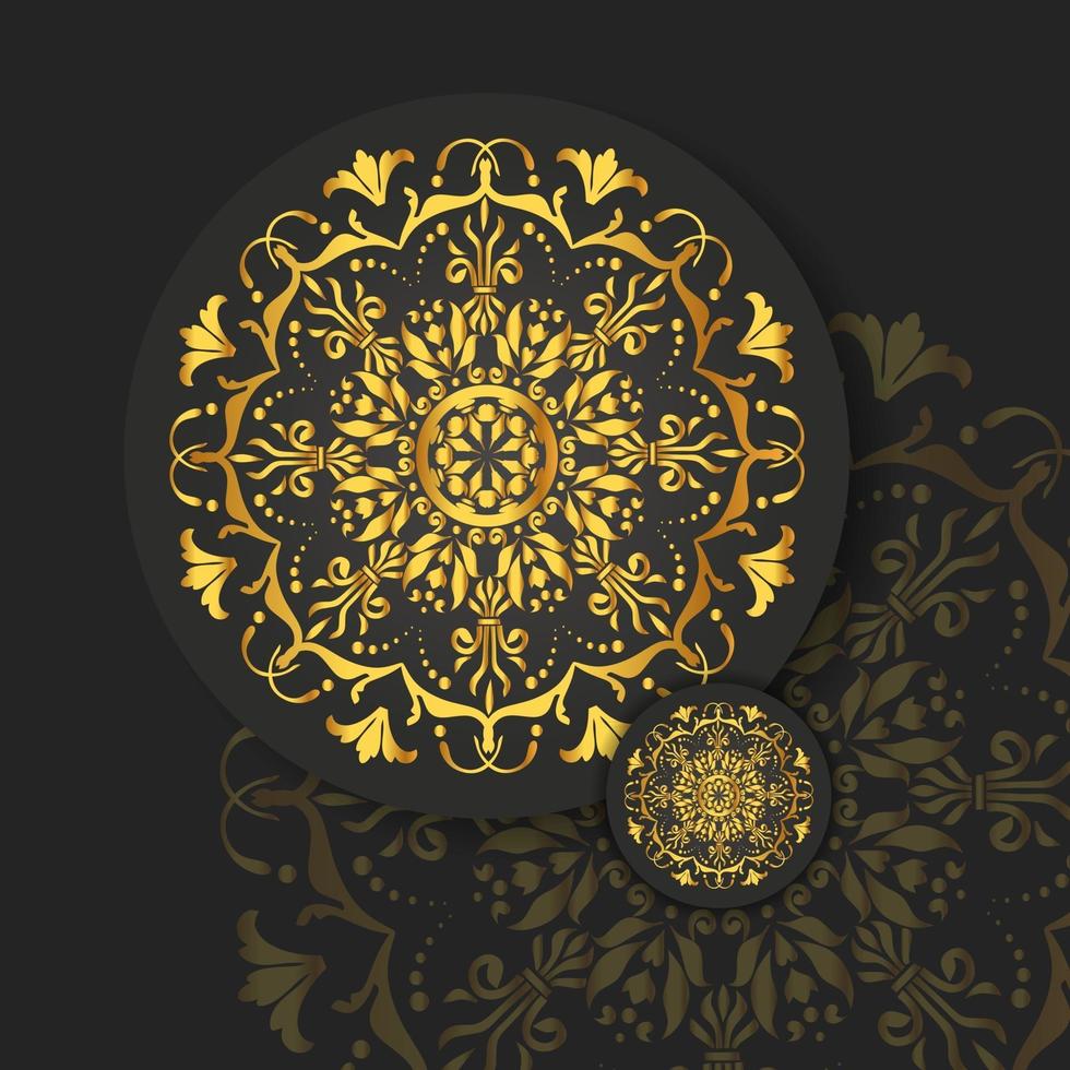 Mandala de oro abstracto sobre fondo blanco aislado. vector mandala en oro y fondo negro. mandala de lujo ornamental.