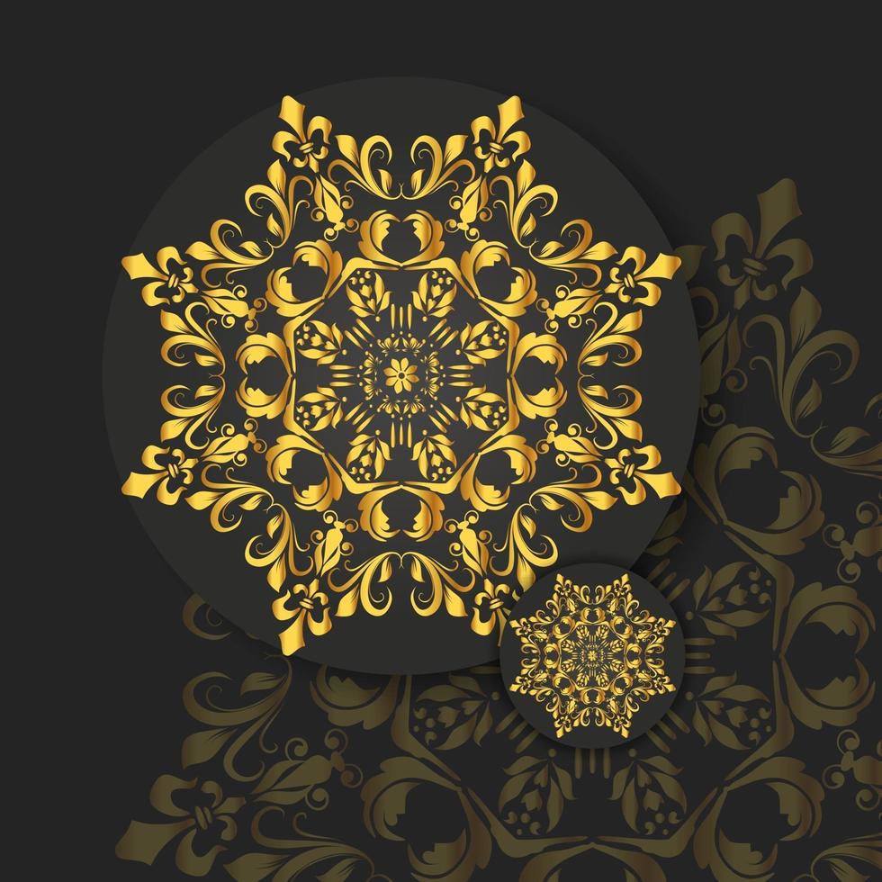 Abstract golden mandala on white isolated background. Vector mandala in gold and black background. Luxury Mandala Ornamental.