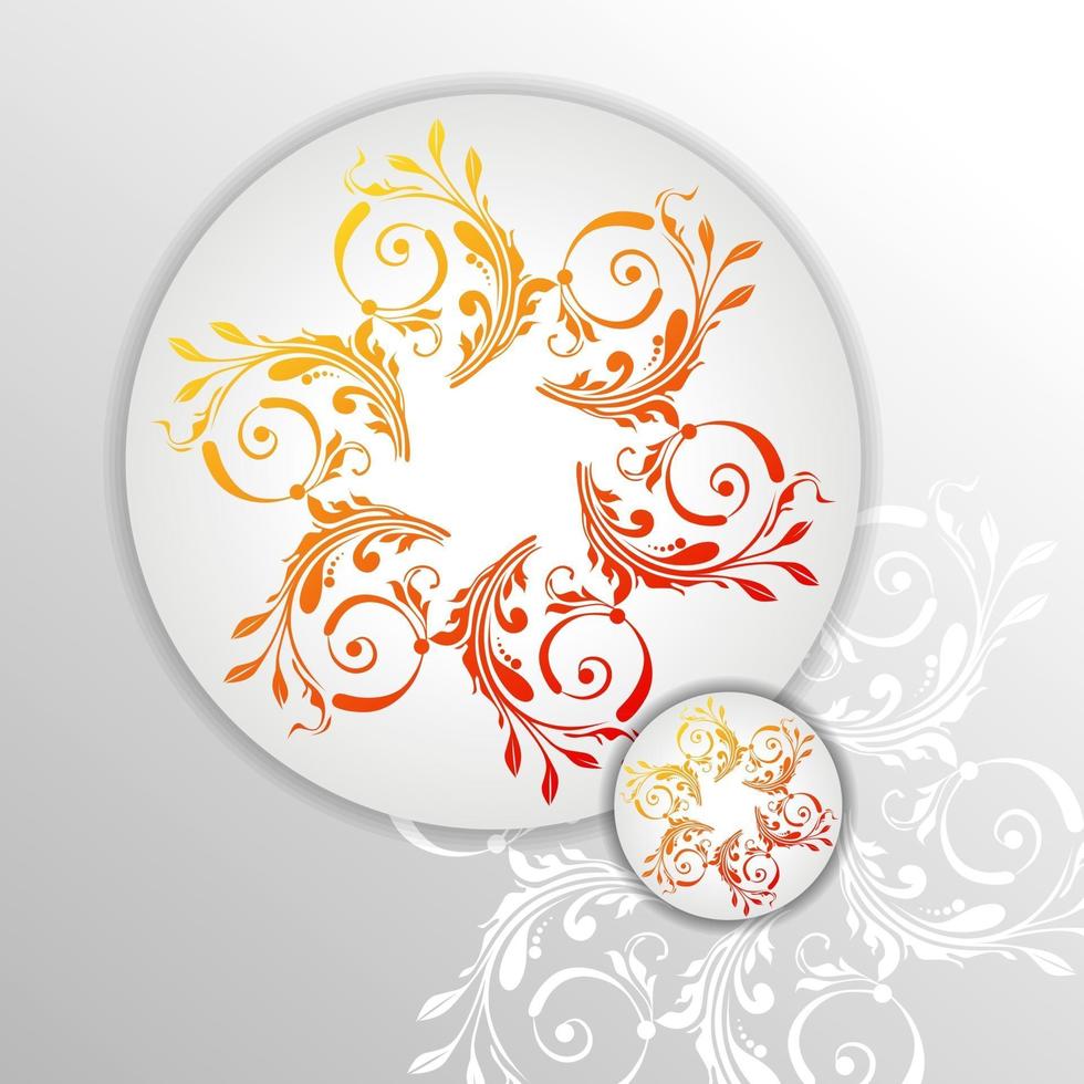 Round golden mandala on white isolated background. Vector boho mandala in gold and white background. Mandala with floral patterns. Yoga template