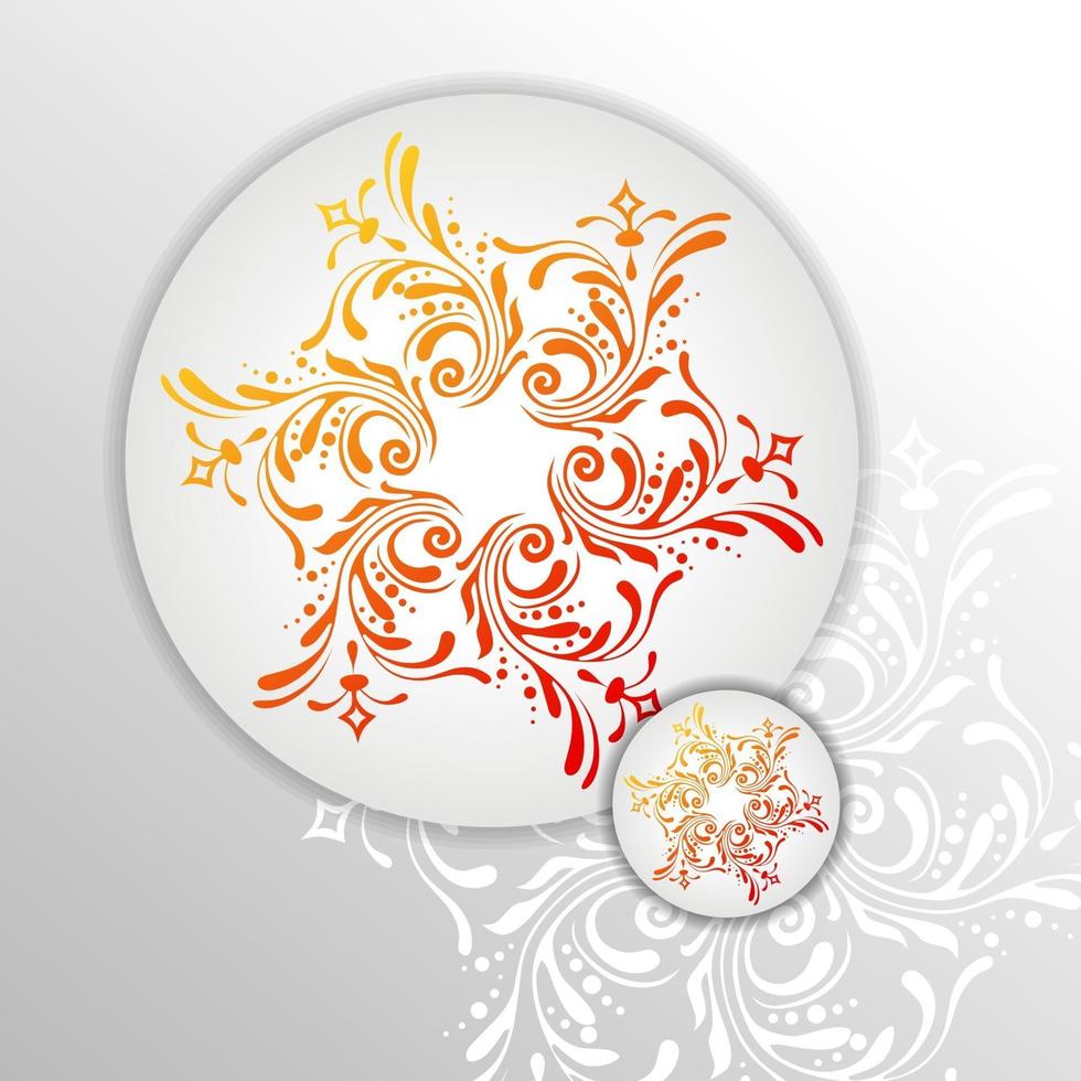 Round golden mandala on white isolated background. Vector boho mandala in gold and white background. Mandala with floral patterns. Yoga template